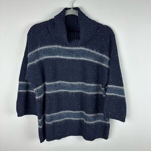 Massimo Dutti wool alpaca mohair blend 3/4 sleeve cowl neck striped sweater